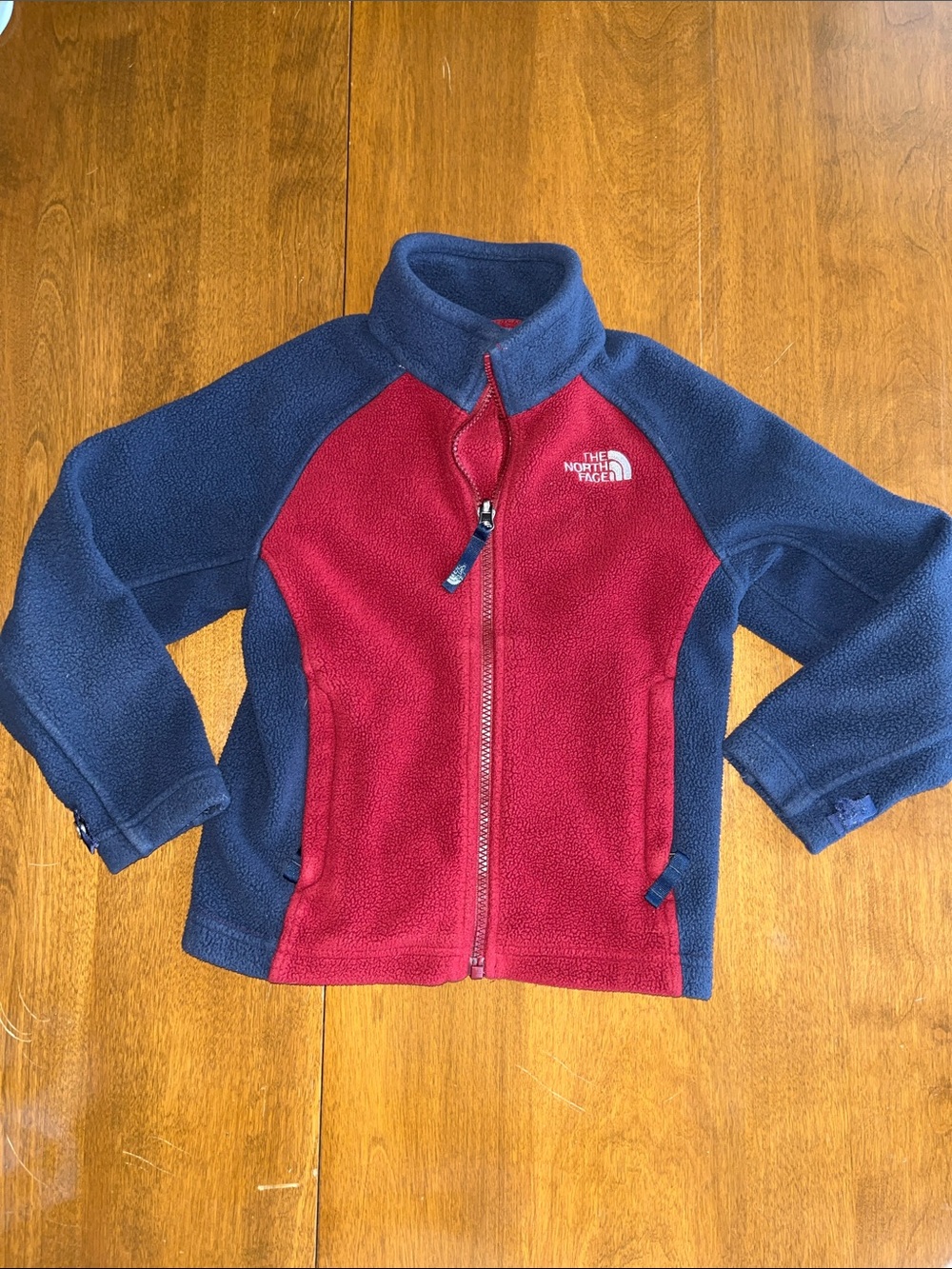 The North Face Maroon and Navy Kids' Full-Zip Fleece Jacket